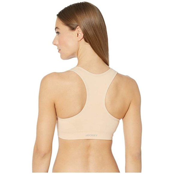 Jockey Sport Zip Front Seam Free Sports Bra 8856 SMALL NUDE NWT - Picture 2 of 4
